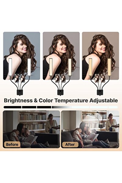 ulanzi LED Video Light 45W Double Arm Dimmable 3200-5600K with 2 Mobile Device Holders & Adjustable