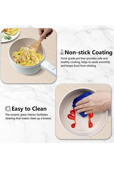 Yelajoy 2L Electric Hot Pot with Steamer & Temperature Control, Non-Stick Electric Cooker Shabu Shabu