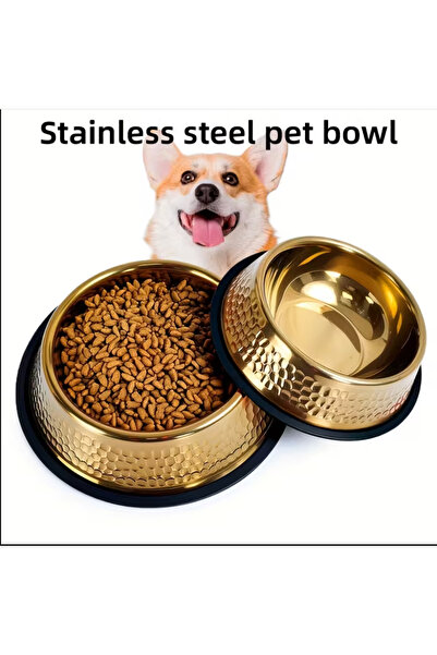 GLAMODE Modern-Şık Tasarım-Gold/Altın Paslanmaz Çelik-Kaydırmaz Kedi/Köpek Ma...