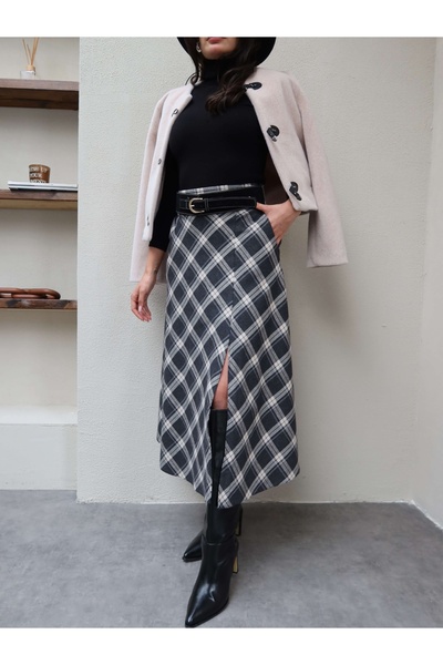 ESRAHELVACI Довга спідниця з поясом у клітинку