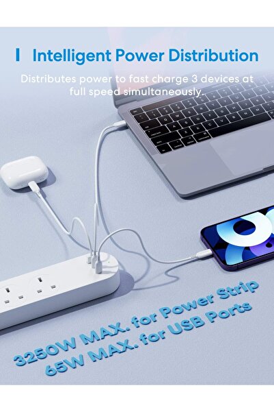 MEROSS Smart Power Strip, 65W GaN Fast Charger, 4 Outlets + 2 USB-C + 1 USB-A, Wi-Fi