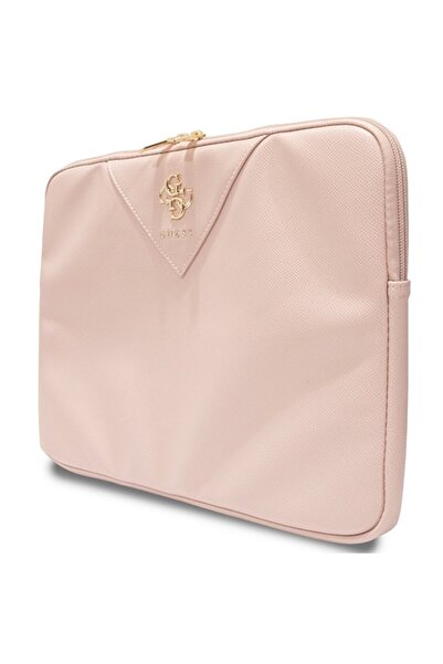 Guess ZIP Leather Triangle Laptop Sleeve, Faux Leather, 26 x 34 x 2.5 cm, Pink