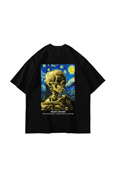 Sekizbiraltı Craniu de un schelet cu imprimeu supradimensionat Unisex Negru tricou