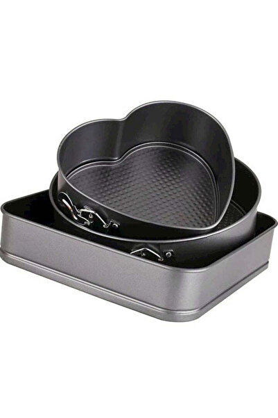 OEM Set of 3 Removable-Base Baking Pans – Round, Heart and Square