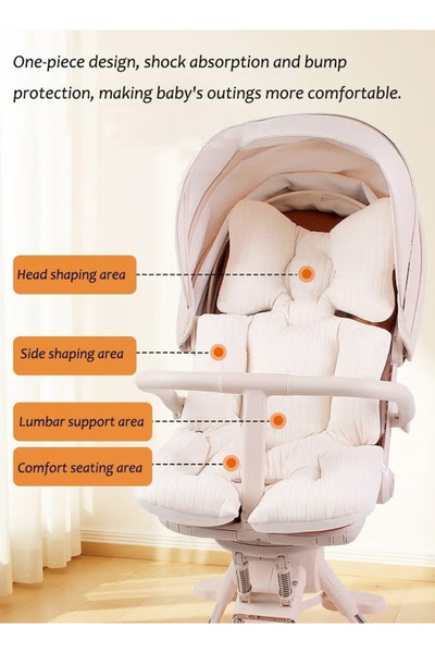 Generic Stroller Seat Cushion, Baby High Chair Cushion, Reversible, Suitable for All Seasons, Beige