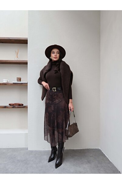 ESRAHELVACI Asymmetrical Tulle Skirt with Belt