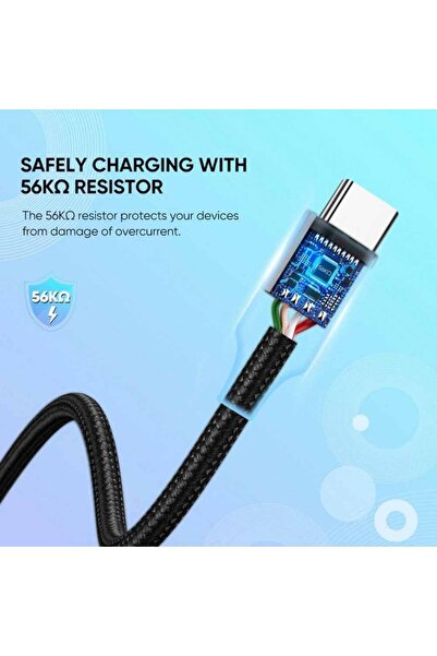 Ugreen US288-60126B USB-A to C Cable Alu Case with Nylon Braided 3A Fast Charging 1m - Black