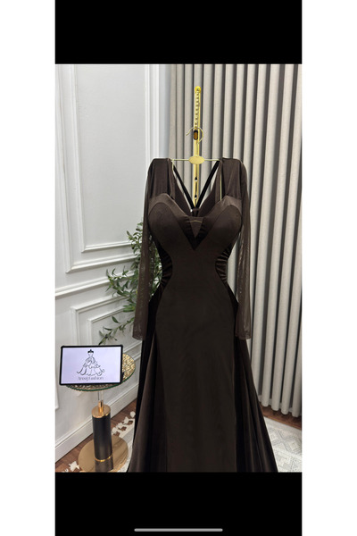 AREEJ FASHION فستان سهرة فخم بلون بني