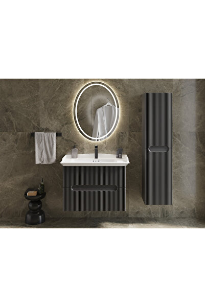ROSEART BANYO ROSENERO 80CM ANTRASİT BANYO DOLABI SETİ