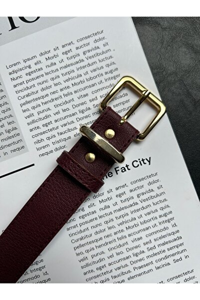 LİA KEMER 2-Piece Hard Oval Rectangular Pattern Women's Gold Buckle Belt Jacket Belt Dress Belt Trouser Belt