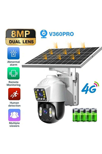 OEM Solar Surveillance Camera 4G/WiFi Dual Lens 8MP 4K with PTZ and Night Vision - 32GB Card Included