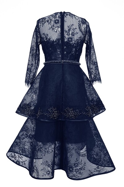 ambar studio Marlene bordeaux lace midi evening dress