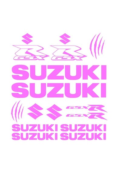 Oracal 651 Set of 14 Motorcycle Stickers, SUZUKI GSX-R, pink