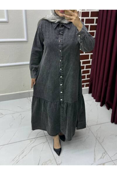 İLGEN TEKSTİL Flawed Ruffled Denim Dress