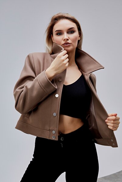 Bolivente Amelie Mink Regular Cashmere Jacket with Snap Closure