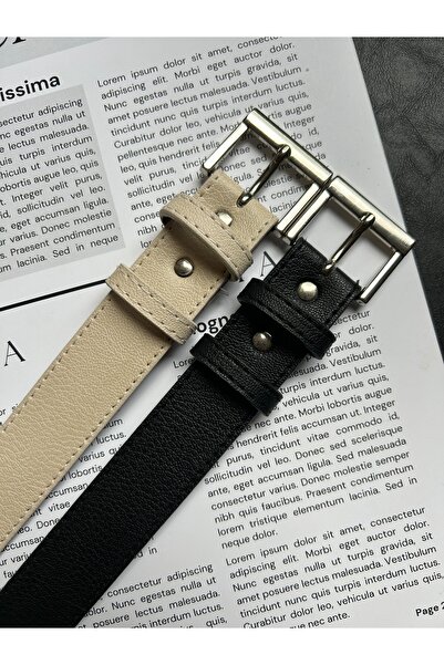 LİA KEMER Pachet de 2 curele cu cataramă argintie pentru femei cu model Lyric...