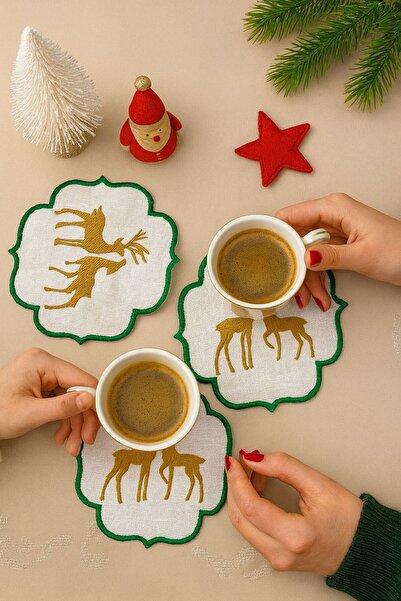 Diva Home مناديل تقديم القهوة لرأس السنة الجديدة، 6 قطع