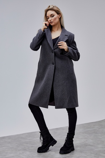 Bolivente Rosalia Anthracite Regular Fit Double-Breasted Cashmere Coat