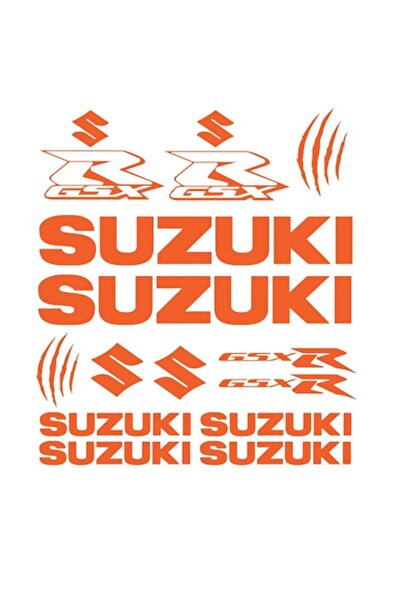 Oracal 651 Set of 14 Motorcycle Stickers, SUZUKI GSX-R, orange