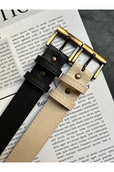 LİA KEMER Pachet de 2 curele cu model pătrat Lyric pentru femei, cu cataramă ...