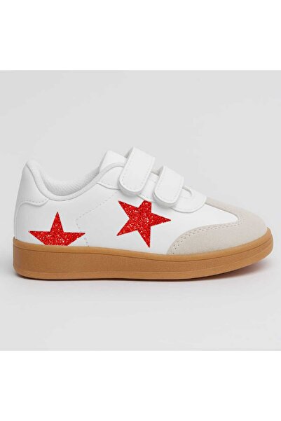 lias desing حذاء رياضي للأطفال باللون الأحمر والأبيض مطبوع