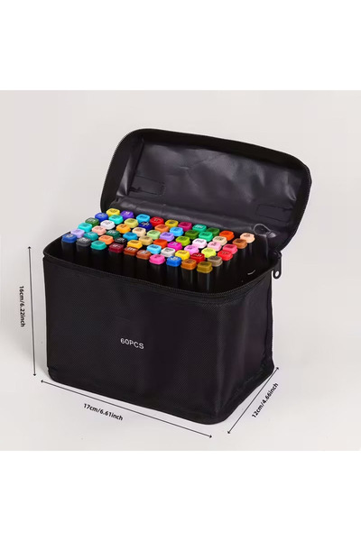 Gökyüzü ışığı 60 Renkli Çift Uçlu Kalın/İnce Uçlu Keçeli Marker Seti - Profesyonel Çizim ve Boyama