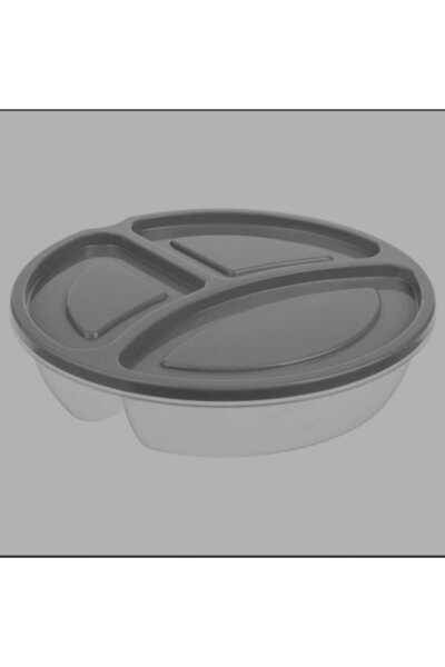 OEM Round Casserole with 3 Compartments & Gray Lid 1.1L