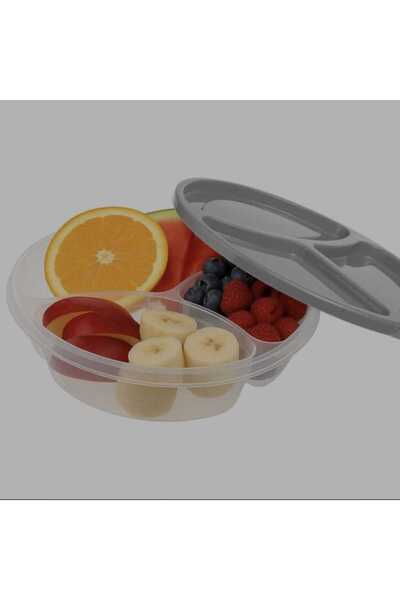OEM Round Casserole with 3 Compartments & Gray Lid 1.1L