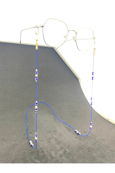 Optic Master Drawstring Beaded Glasses Cord / Chain Blue White