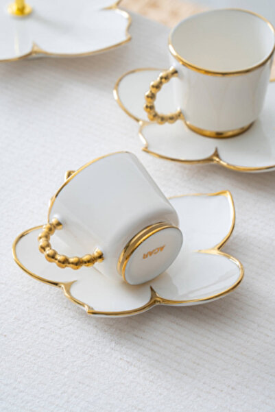 ACAR Joyce Gold 2-Person Coffee Cup Set with Stand - 90 ml