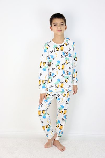 Harika KIDS Boy's Printed Interlock Fabric Long Sleeve Pajamas Set