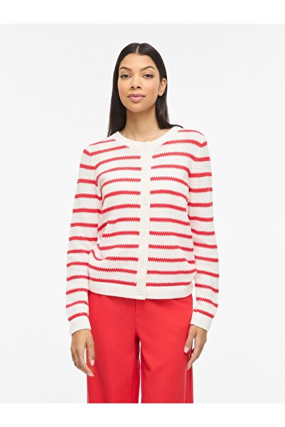 VILA Strickjacke VIDALO Rundhals