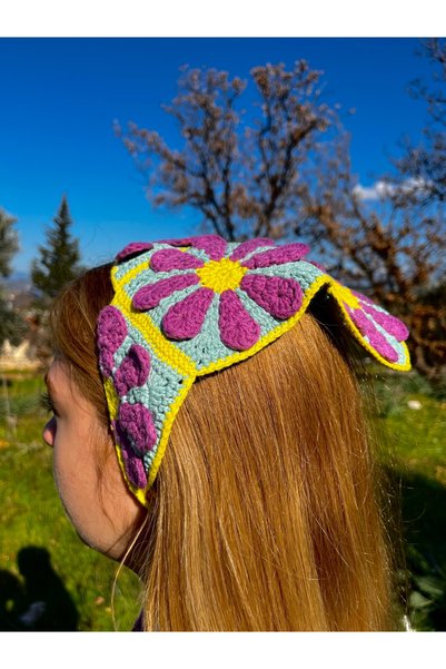 Ra Design store Floral Patterned Hand Knitted Bandana