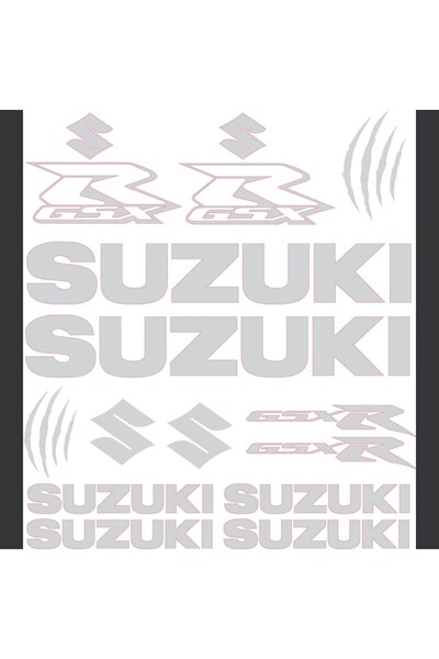 Oracal 651 Set of 14 Motorcycle Stickers, SUZUKI GSX-R, white