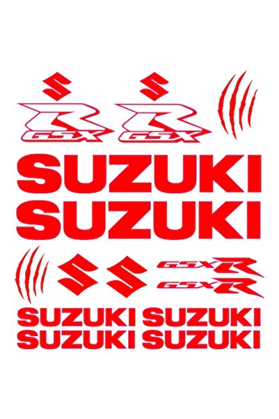 Oracal 651 Set of 14 Motorcycle Stickers, SUZUKI GSX-R, red