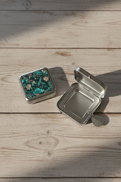 shop Sanatsal Desenli Kapaklı Seyahat Küllüğü - Metal Mini Kutu Çok Amaçlı Ak...