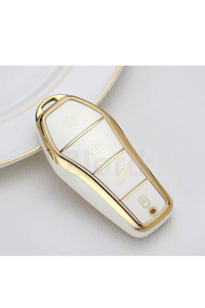ŞENYILDIZ AKSESUAR Byd Atto 3 and Seal U Key Protection Case White/Gold Please Refer to Compatible Key Model
