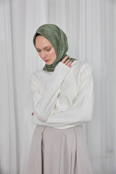 Silk Home Cotton Polyester Soft Scarf Dark Mink Leaf Pattern 90*90