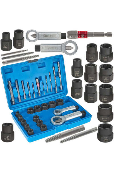 GEKO Set extractoare de șuruburi, piulițe și știft rupt, 26 de piese, G30036