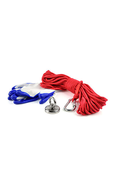 GEKO Set de magneți din neodim, frânghie și mănuși, 3 bucăți, G02425