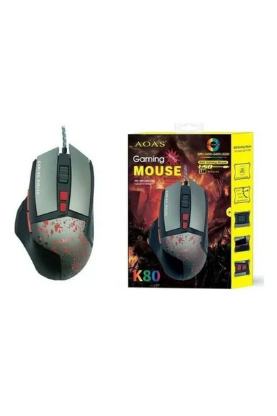 AOAS New K80 RGB USB Gaming Mouse High Performance 3200 DPI Black