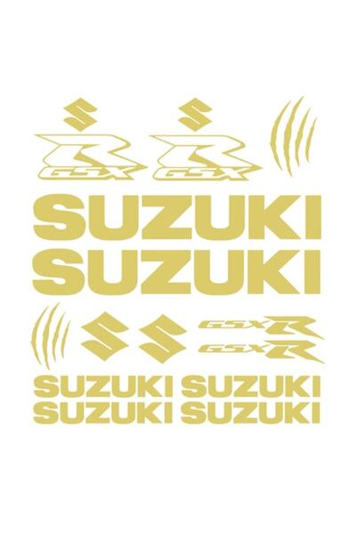 Oracal 651 Set of 14 Motorcycle Stickers, SUZUKI GSX-R, gold