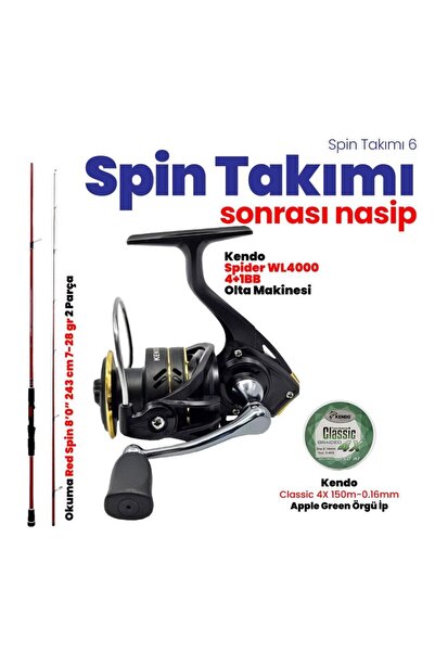 Okuma Red Spin 243 cm ve Kendo Spider 40 Spin Takımı - 6