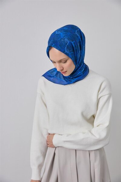 Silk Home Cotton Polyester Soft Scarf Black Leaf Pattern 90*90