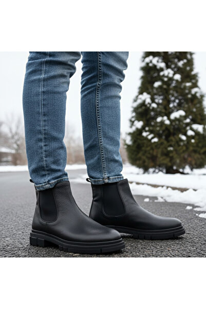 Dogati men's leather ankle boots, black, sizes 40-45