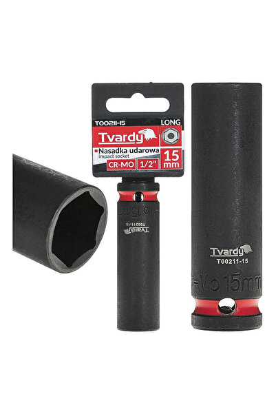 Tvardy Long 6-point impact socket 1/2", 15 mm, Cr-Mo, T00211-15