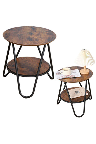 LEAN Set de măsuțe de cafea rotunde cu raft suplimentar, 40 x 42 cm, 26621