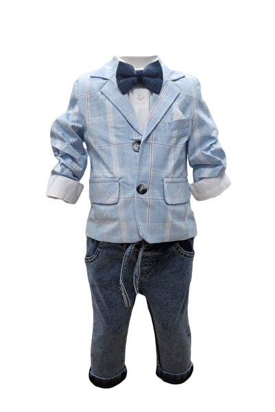 fantasialand Costumas botez baieti, model HTBB 111, culoare bleu