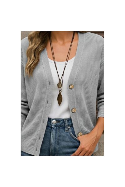 Secret Passion Lingerie New Season Long Sleeve Button Detailed Women's Knitwear Cardigan 28352