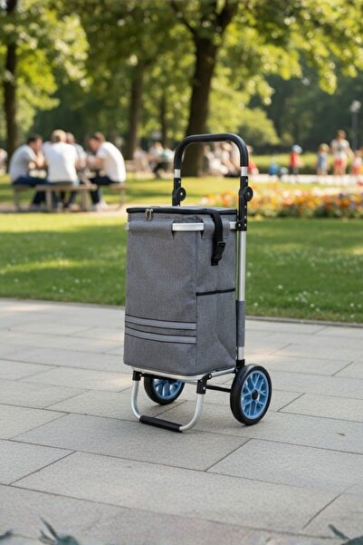 Vadi Termal Soğutucu Su Geçirmez Çantalı Alüminyum Gövdeli Alışveriş Pazar Arabası